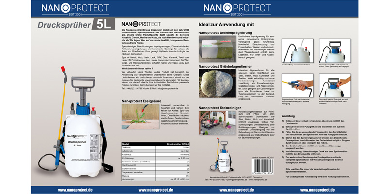 Nanoprotect Drucksprüher - 5 Liter - Pumpsprüher